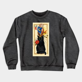 Black cat and Owl Crewneck Sweatshirt